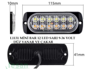 L1131 9-36V ÇAKAR MİNİ BAR 12LED SARI DÜZ VE ÇAKAR