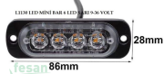 L1130 9-36V ÇAKAR MİNİ BAR 4LED SARI DÜZ VE ÇAKAR