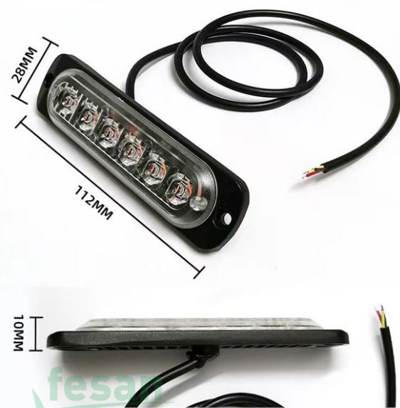 L1128-Y 9-36V ÇAKAR MİNİ BAR 6LED SARI DÜZ VE ÇAKAR