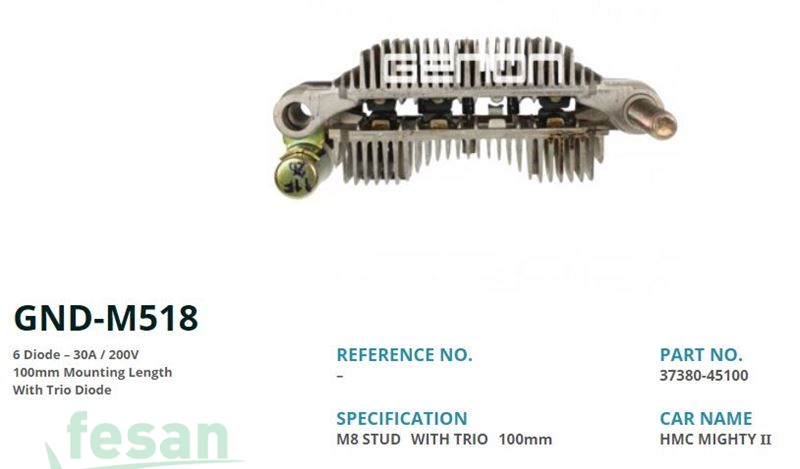 GENON GND M518 MİTSUBİSHİ DİOT TABLASI HYUNDAİ HMC MİGHTY II 100MM 6DİOT