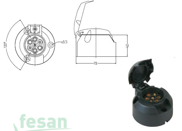 AKSA 14-001 RÖMORK FİŞİ 7 Lİ PLASTİK DİŞİ X