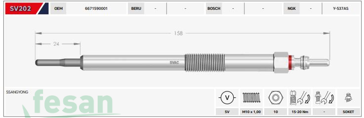 SVAC SV202  000  5V ISITMA BUJİSİ SSANGYONG REXTON