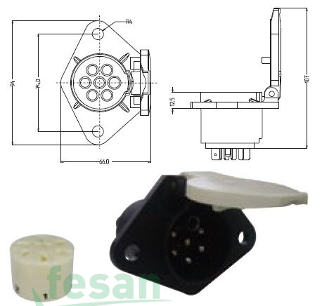 AKSA 14-020 RÖMORK FİŞİ PLASTİK DİŞİ 6 1 FİŞLİ S T