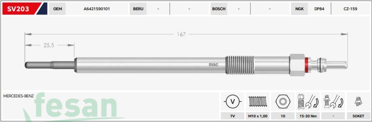 SVAC SV203  000  7V ISITMA BUJİSİ MB C218 W221