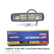 3056352 10-30V PROJEKTÖR ÇAKARLI 10LED BEYAZ+BEYAZ SMD 15W