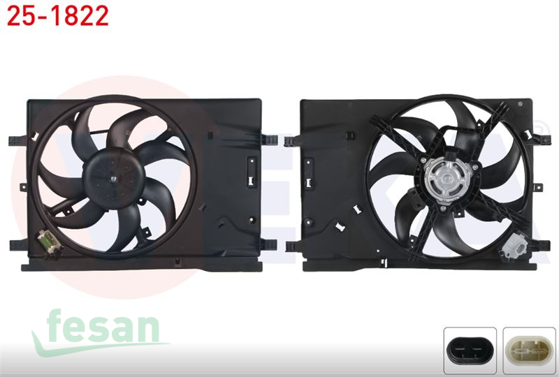 25-1822 12V FAN MOTORU FİAT GRANDE PUNTO 1.4 2005-2012 DAVLUMBAZLI REZİSTANSLI TEKLİ FANLI (SU+KLİMA)