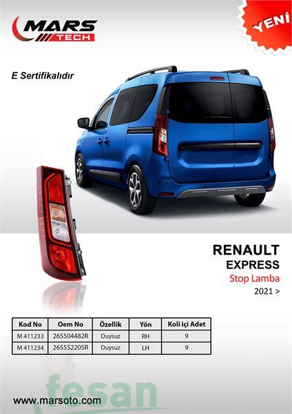 MARS 411233 STOP LAMBASI RENAULT EXPRESS 2021> SAĞ DUYSUZ