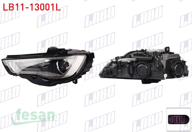 LB11-13001L FAR REFLEKTÖRÜ AUDİ A3 2013> SOL XENON MERCEKLİ LEDLİ