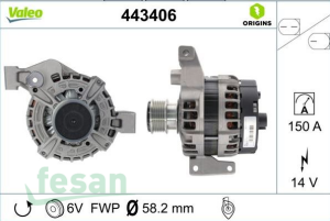 VALEO 443406 12V ŞARJ DİNAMOSU FORD MONDEO IV 2.0 2.0 ECOBOST 2010-2016 VOLVO S60 II 2.0T 2010-2015 V60 V70 XC60 SUV 150AHM 2010-2017