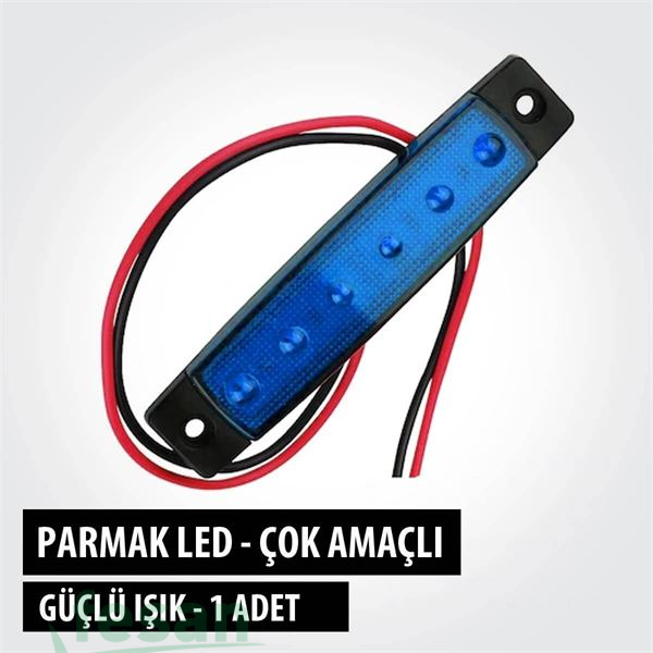 TAS 004M 12V PARMAK 6 LEDLİ EM LAMBA MAVİ