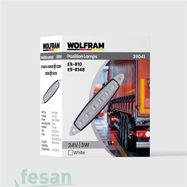 WOLFRAM 39041 24V YAN POZİSYON LAMBA 6LED 3W BEYAZ E BELGELİ