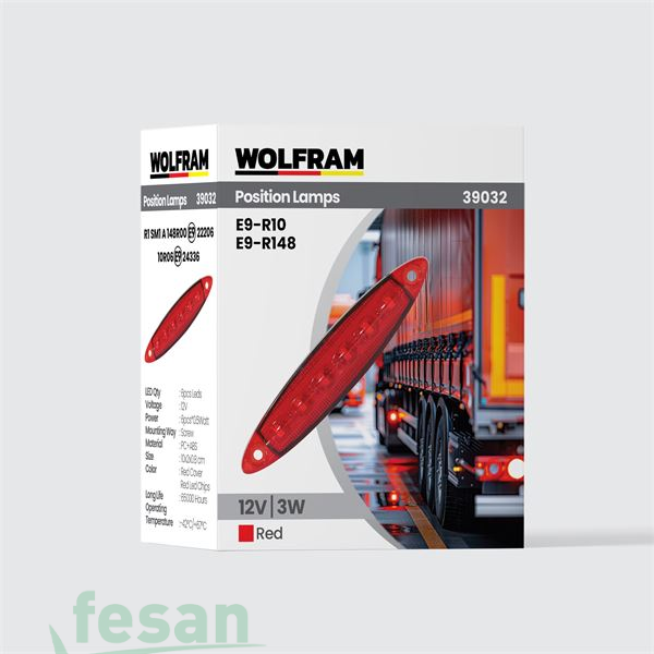 WOLFRAM 39032 12V YAN POZİSYON LAMBA 6LED 3W KIRMIZI E BELGELİ