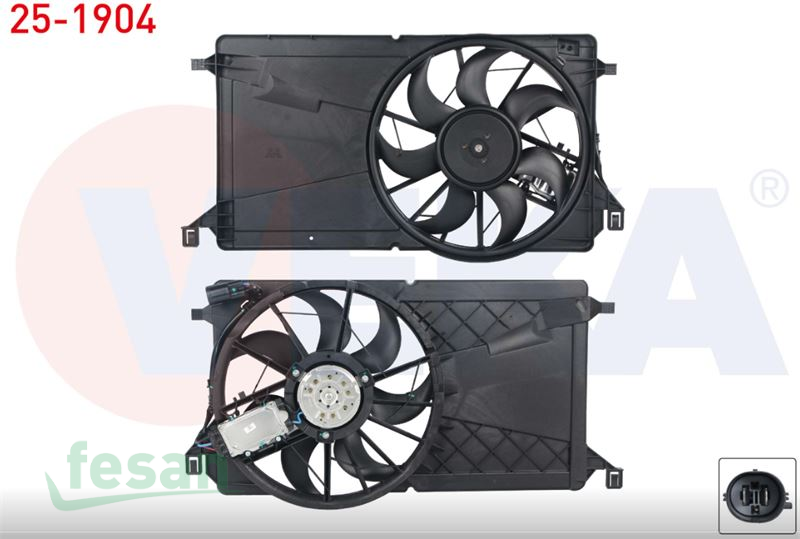25-1904 12V FAN MOTORU FORD FOCUS II SU KLİMA 1.6TDCİ DOCH 2004-2011 BEYİNLİ