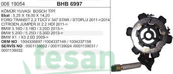 BHB 6997 BOSCH MARŞ KÖMÜR YUVASI TRANSİT TORNEO JUMPER 6LI START STOP ARAÇLAR