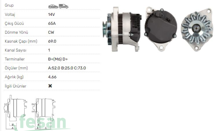 LUCAS LEA 0184 12V ŞARJ DİNAMOSU TOFAŞ ŞAHİN DOĞAN KARTAL S-SLX FİAT UNO TEMPRA FİORİNO REGETA