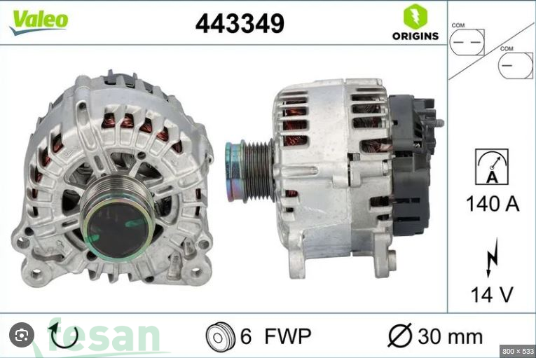 VALEO 443349 12V ŞARJ DİNAMOSU VW GOLF VII PASSAT POLO VW GOLF VII PASSAT POLO TIGUAN T-ROC A1 A3 Q2 Q3 ARONA ATECA IBIZA LEON OCTVIA SUPERB 2015> LIN UC 2 FİŞ