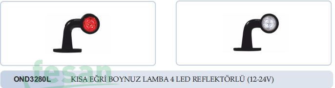 OND3280L 12-24V TAKOZ LAMBA KISA EGRİ 4 LED REFLEK ÜÇLER 0823L