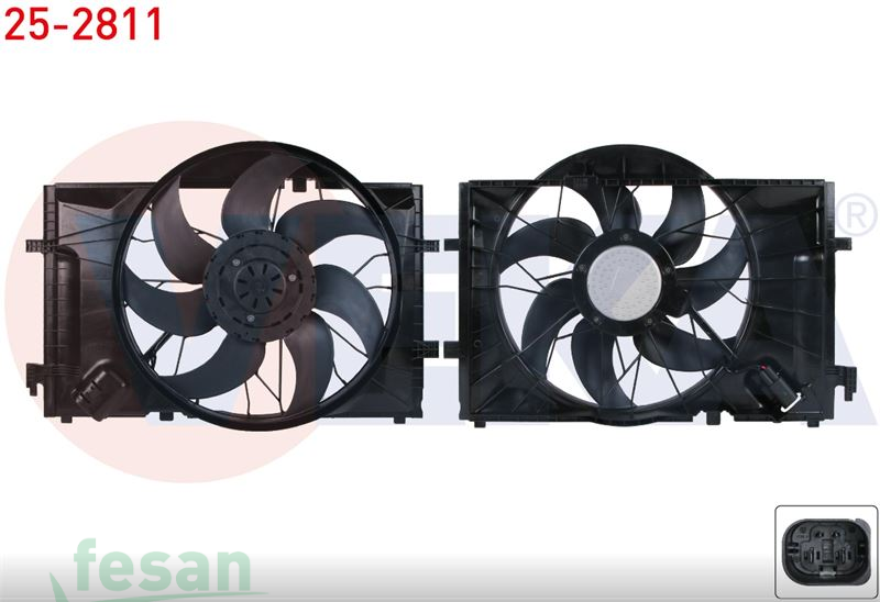 25-2811 12V FAN MOTORU MERCEDES C SERİ W203 C180 C200-C200 CDİ-C230-C240-C270 CDİ-C320 2000-2006 CLK 200-240-270 CDİ-320 2002-2009 DAVLUMBAZLI TEKLİ