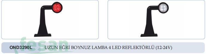 OND3290L 12-24V TAKOZ LAMBA UZUN EGRİ 4 LED REFLEK ÜÇLER 0821L