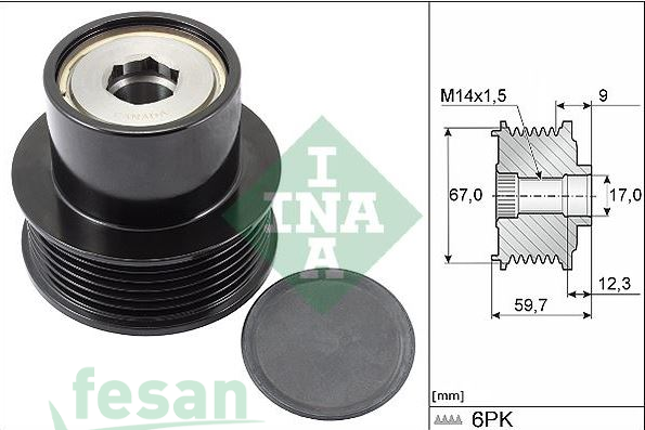 İNA 535028810 ŞARJ KASNAK RULMANLI TOYOTA YARİS 1.0 2005-2011 PEUGEOT 108 CITROEN C1 2005-2014