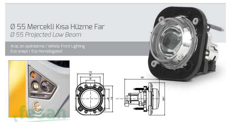 FARBA 14232D 12V FAR KISA Q55 KARSAN TEMSA PRESTİJ