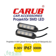 3056357 9-30V PROJEKTÖR ÇAKARLI KIRMIZI KIRMIZI 8FONKSİYONLU 2Lİ