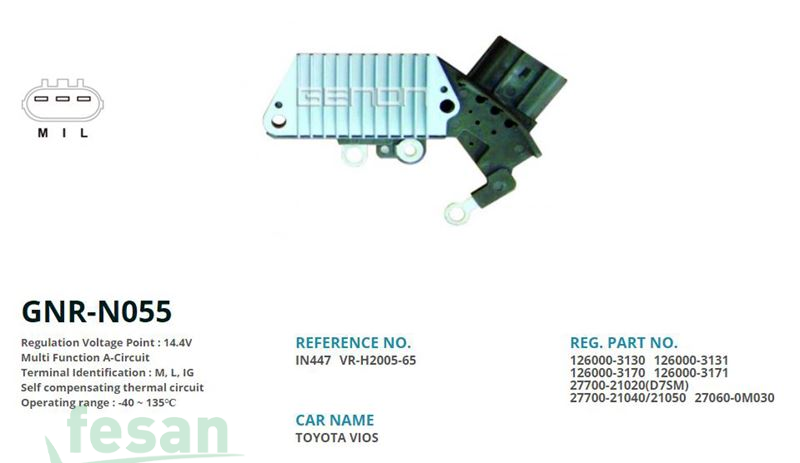 GENON GNR N055 DENSO 12V KONJEKTÖR TOYOTA YARİS 1.4-1.5-1.4D-4D LANDROVER FREELANDER M-L-IG