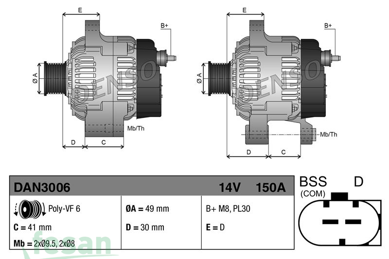 DENSO DAN 3006 12V ŞARJ DİNAMOSU BMW E30 E36 E46 BMW E81 E87 150AHM