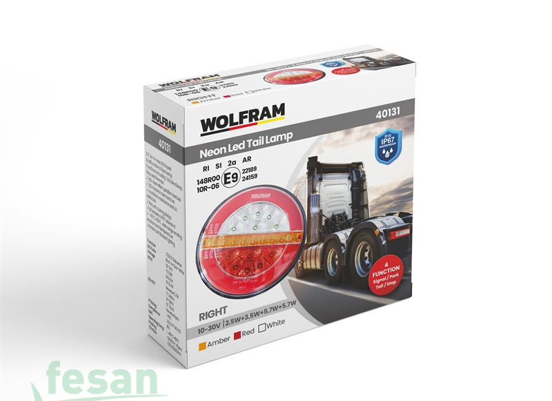 WOLFRAM 40131 10V/30V STOP LAMBA HAMBURGER NEON R LEDLİ SAĞ 4 FONKSİYON