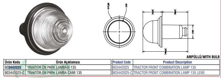 903442025C-K İLKSAN ÖN PARK CAMI KIRMIZI MASSEY FERGUSON 135 MF135
