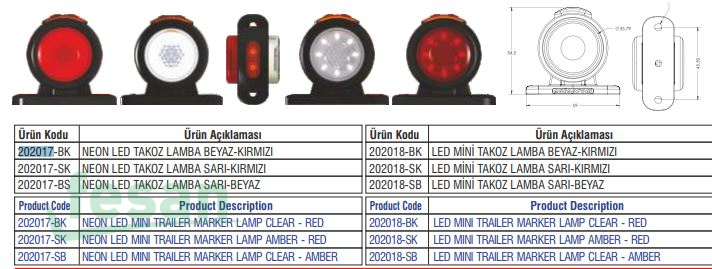 202017-SK 12-24V TAKOZ LAMBA NEONLU LED SARI-KIRMIZI