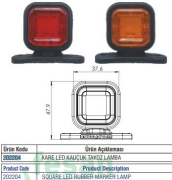 202204-BK 12-24V TAKOZ LAMBA KARE LED KAUÇUK BEYAZ KIRMIZI