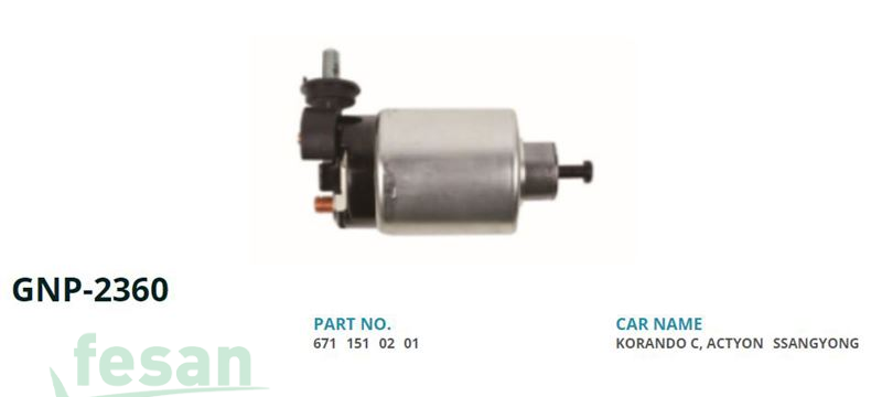 GENON GNP 2360 DELCO 12V MARŞ OTOMATİĞİ SSANGYONG ACTYON KORANDO REXTON RODIUS 2.0