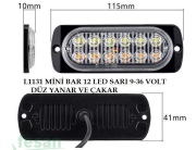 L1131-W 9-36V ÇAKAR MİNİ BAR 12LED BEYAZ DÜZ VE ÇAKAR