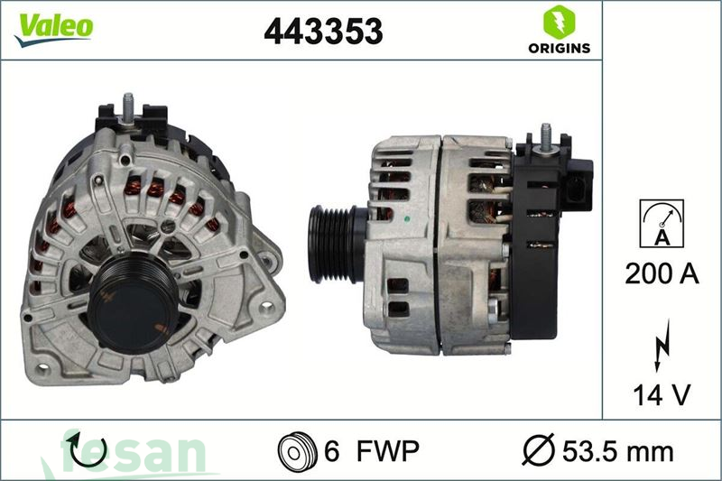 VALEO 443353 12V ŞARJ DİNAMOSU MERCEDES BENZ DAİMLER C300 E300 GLC300 2.0L 2019-2020 200AHM LIN UC TEK FİŞ LMH