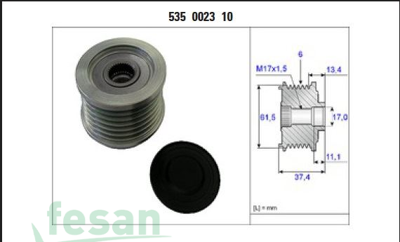 İNA 535002310 ŞARJ KASNAK RULMANLI 6K DOBLO BRAVO