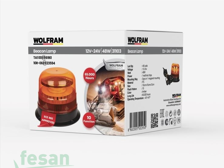 WOLFRAM 31103 12V GALAXİ DÖNER LAMBA MIKNATISLI 48W E BELGELİ