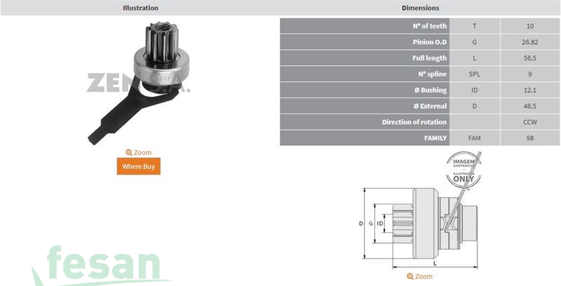 ZEN 0822 LUCAS MARŞ DİŞLİSİ ROVER AUSTİN MAESTRO 10D CCW