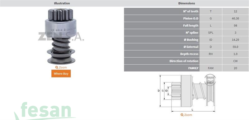 ZEN 0858 DELCO MARŞ DİŞLİSİ CUMMINS FORD MERCEDES BENZ VW 37MT 12DİŞ