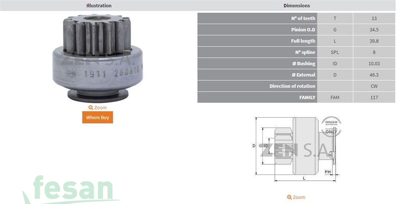 ZEN 1911 DELCO MARŞ DİŞLİSİ GENERAL MOTORS CHEVROLET COBALT CRUZE ONİX PRİZMA 13DİŞ
