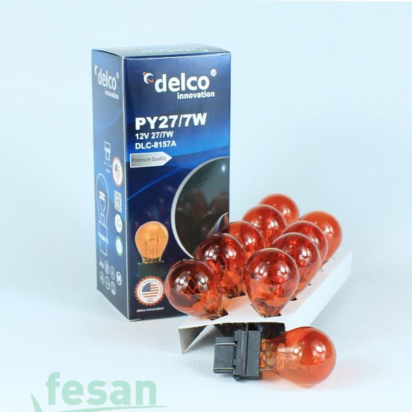 DLC-8157A 12V AMPÜL P27/7W PLASTİK SOKETLİ ÇİFT DUY AMBER BOYALI AMERKAN ARAÇLAR W2.5X16Q (TURUNCU)