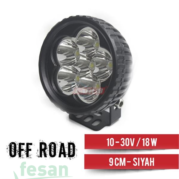 4203231 10-30V OFF ROAD LAMBASI 6LED 18W YUVARLAK 9CM SİYAH